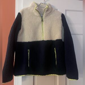 Women’s Fleece Quarter Zip - Cream and navy